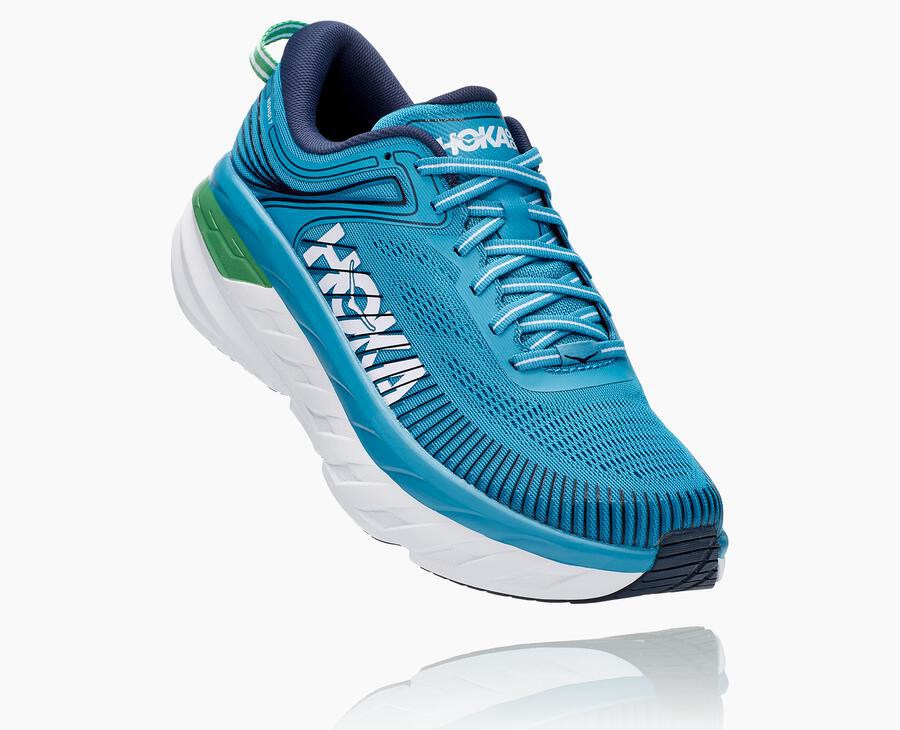 Hoka Mens Running Shoes NZ - Hoka One One Bondi 7 Blue/White (SUO108397)